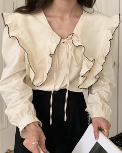 Button Shirt/Blouse Stitch Collar Blouse 2024 Spring/Summer