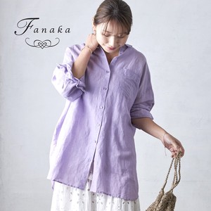 Button Shirt/Blouse Shirtwaist Large Silhouette Cotton Linen Fanaka