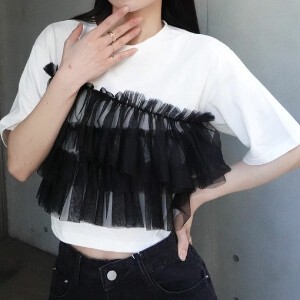Pre-order T-shirt Tulle Docking Summer Casual Spring