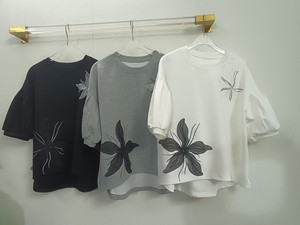 T-shirt Tops Organdy Gathered Sleeves L 2024 Spring/Summer