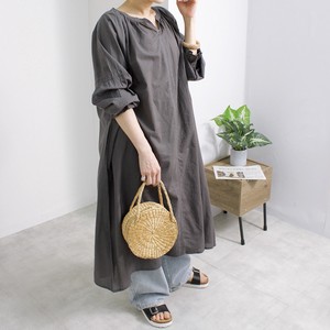 Casual Dress V-Neck Puff Sleeve One-piece Dress Straight