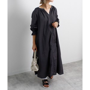 Casual Dress V-Neck Puff Sleeve One-piece Dress Straight