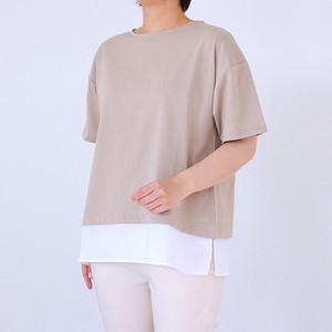 【2024春夏新作】UVケア　レイヤードTシャツ（裾：布帛）　半袖