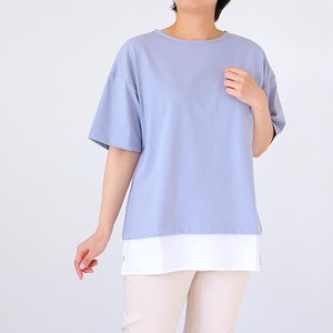 【2024春夏新作】UVケア　レイヤードTシャツ（裾：布帛）　半袖