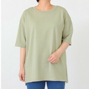 ★しっかり綿100％　スクエアヘムチュニック　半袖　5分袖　Tシャツ