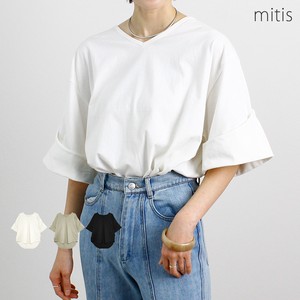 T-shirt Tunic T-Shirt Roll-up V-Neck Wide Sleeve Straight 【2024NEW】