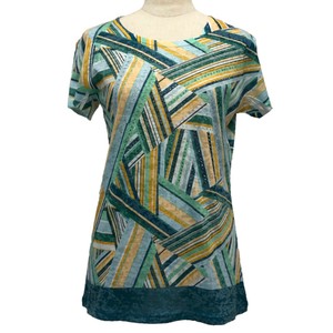 T-shirt Pudding T-Shirt Stripe Rhinestone Cut-and-sew