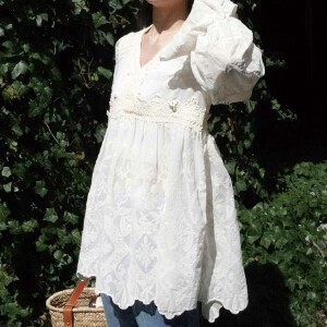 Casual Dress V-Neck Tops Summer Spring Embroidered Georgette