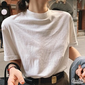 Tシャツ  半袖 スタンドネック シンプル カジュアル 【2024新作】 EH2188
