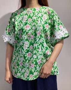 T 恤/上衣 蕾丝设计 花卉图案 套衫