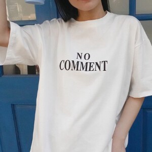 【2024年新作】NO COMMENTプリントTシャツ　トップス　ロゴ　文字　春　夏　SS　カジュアル　シンプル