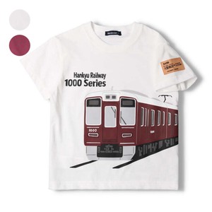 阪急電車プリント半袖Tシャツ   F32802　日本製、本体綿100%、切符、90cmのみ肩ボタン仕様