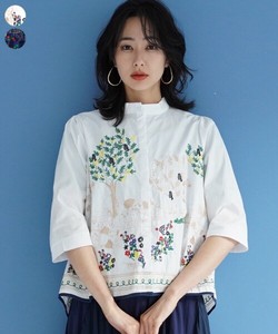 Button Shirt/Blouse Shirtwaist A-Line Embroidered Short Length 7/10 length 【2024NEW】