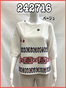 T-shirt Pullover Tops Cotton Embroidered Ladies NEW