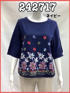 T-shirt Pullover Tops Cotton Embroidered Ladies NEW
