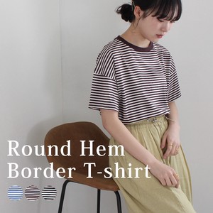 T-shirt T-Shirt Spring/Summer Rayon Tops Border Short-Sleeve 2024 Spring/Summer