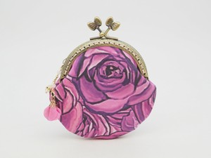 「大きな薔薇」がま口ポーチ・コインケース（口金8.5センチ）