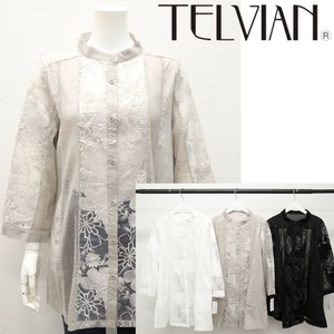 Button Shirt/Blouse Flower Lace Blouse Embroidered Switching