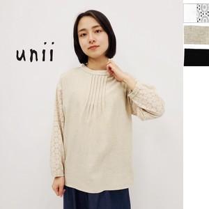 Button Shirt/Blouse High-Neck Embroidered Switching