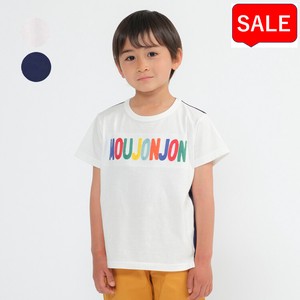 レインボーロゴ刺繍半袖Tシャツ   M30817   本体綿100%、配色切替、ゆったりシルエット