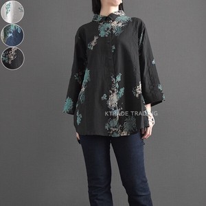 Button Shirt/Blouse Flower Print Spring/Summer NEW