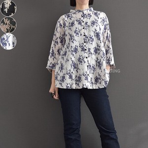 Button Shirt/Blouse Pintucked Blouse Floral Pattern Spring/Summer Cotton NEW