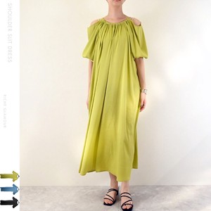 Casual Dress Slit Satin Shoulder One-piece Dress 【2024NEW】