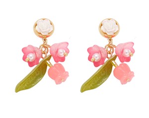 Pierced Earrings Resin Post Design Earrings Pink Lily Of The Valley