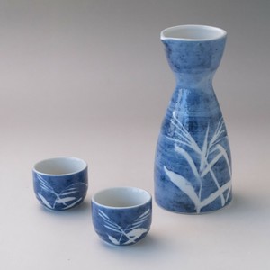 ブルー淡雪芦　酒器揃　美濃焼（日本製）