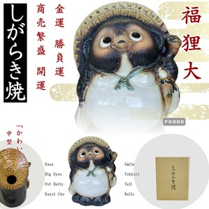 Shigaraki ware Object/Ornament Japanese Raccoon Lucky Charm Made in Japan