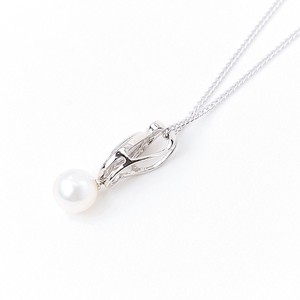 Pearls/Moon Stone Silver Chain Design Necklace Made in Japan