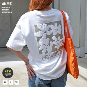 前後ロゴ入り フラワープリント 半袖 Tシャツ