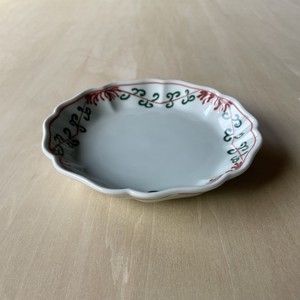 中皿  丸皿 花型 青白磁 赤絵 グリーン 緑 レッド 赤 器 食器 皿 [日本製/有田焼/和食器]