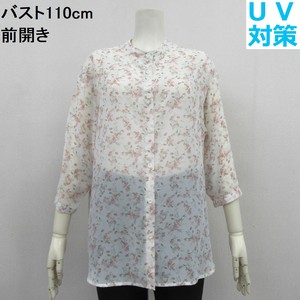 Button Shirt/Blouse UV protection Floral Pattern Band Collar Georgette