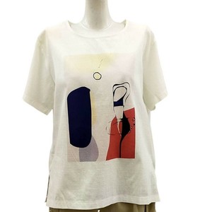 【2024新作】2色展開　大人カジュアルTシャツ　絵画プリント　抽象画　コットン素材　トリコロール