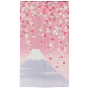 Japanese Noren Curtain Pink Mount Fuji Sakura 85 x 150cm
