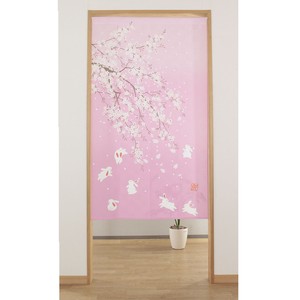 のれん さくらとうさぎ 桜 HANAMI  花見　さくら　和風 和柄 ピンク　85×150cm