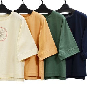 T-shirt Plainstitch Pullover Printed Orange Made in Japan