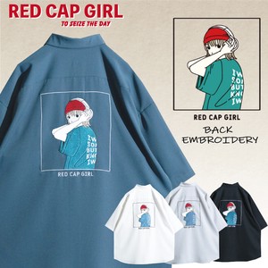 衬衫 刺绣 弹力伸缩 自然 涤纶 RED CAP GIRL