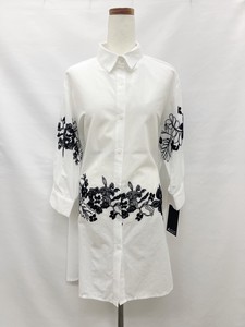 T-shirt Floral Pattern Embroidered With collar 7/10 length 2024 Spring/Summer