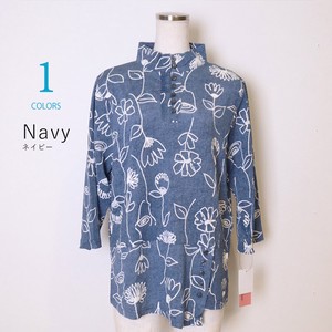 T-shirt High-Neck Printed Flowers Cut-and-sew 2024 Spring/Summer