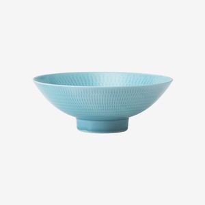 西海陶器 彫刻紋(白藍)平碗 カンナ彫 大 24370