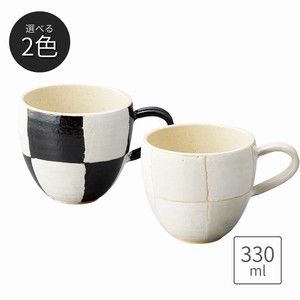 銀彩市松 (白釉・黒釉)マグカップ 陶器 日本製 美濃焼