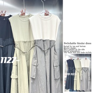 Pre-order Casual Dress Sleeveless Switching