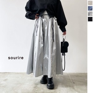 Skirt Metallic Gathered Flared Skirt 【2024NEW】