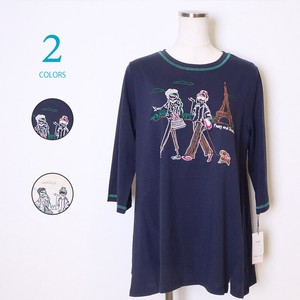 T-shirt Embroidered Girl Cut-and-sew 2024 Spring/Summer