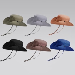 帽子 つば広  紐付き シンプル レディースハット アウトドアサンハット 屋外登山 通気性 紫外線カット