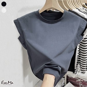 半袖Tシャツ フレンチスリーブ コットン カジュアル ラウンドネック シンプル  【2024新作】 EH1201