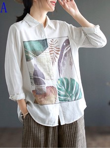 シャツ   長袖  花柄   ゆったり 綿  レディースファッション  TAY12