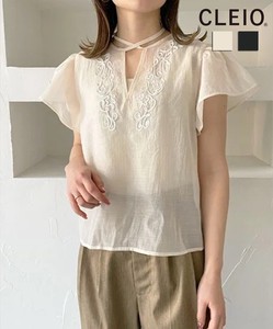 Button Shirt/Blouse Ribbon Embroidered